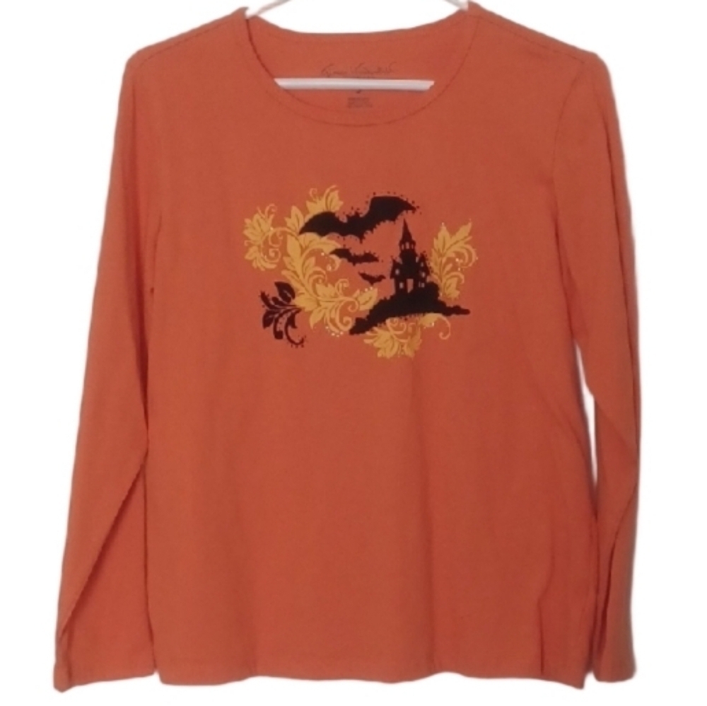 -- Gloria Vanderbilt Orange Halloween Shirt With Long Sleeves